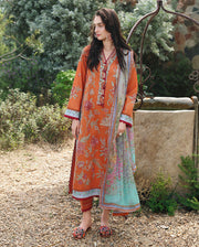 Mushq Hemline The Secerat Garden Unstitched Lawn 3Pc Suit - Rosearie Dream