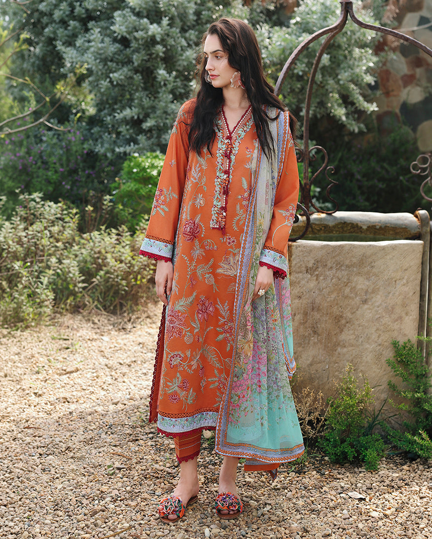 Mushq Hemline The Secerat Garden Unstitched Lawn 3Pc Suit - Rosearie Dream