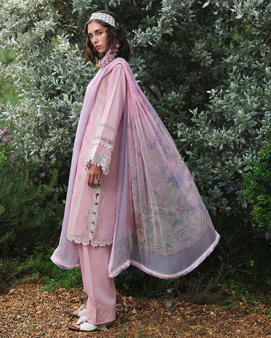Mushq Hemline The Secerat Garden Unstitched Lawn 3Pc Suit - Rosewood Secret
