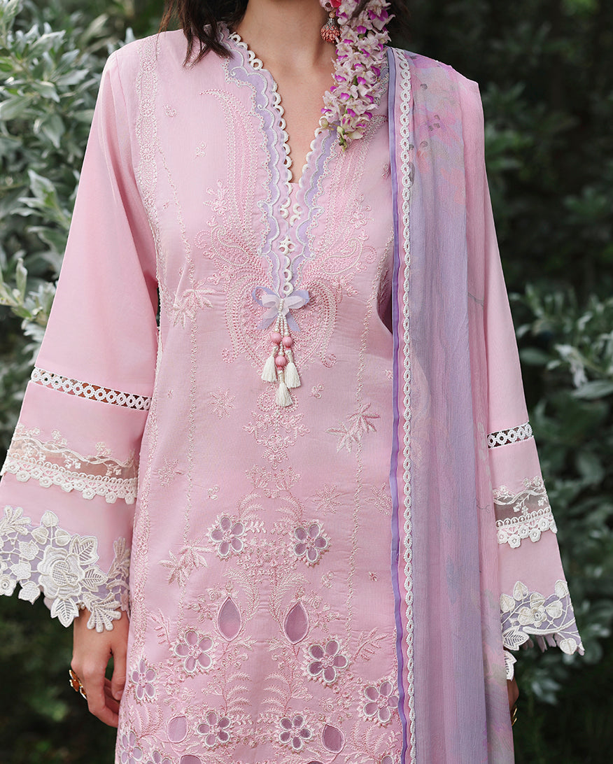 Mushq Hemline The Secerat Garden Unstitched Lawn 3Pc Suit - Rosewood Secret