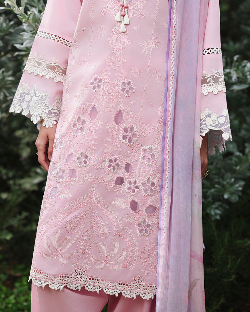 Mushq Hemline The Secerat Garden Unstitched Lawn 3Pc Suit - Rosewood Secret