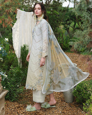 Mushq Hemline The Secerat Garden Unstitched Lawn 3Pc Suit - Ivory Botanica