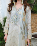 Mushq Hemline The Secerat Garden Unstitched Lawn 3Pc Suit - Ivory Botanica