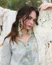 Mushq Hemline The Secerat Garden Unstitched Lawn 3Pc Suit - Ivory Botanica