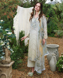 Mushq Hemline The Secerat Garden Unstitched Lawn 3Pc Suit - Ivory Botanica
