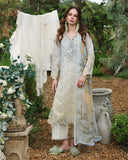 Mushq Hemline The Secerat Garden Unstitched Lawn 3Pc Suit - Ivory Botanica