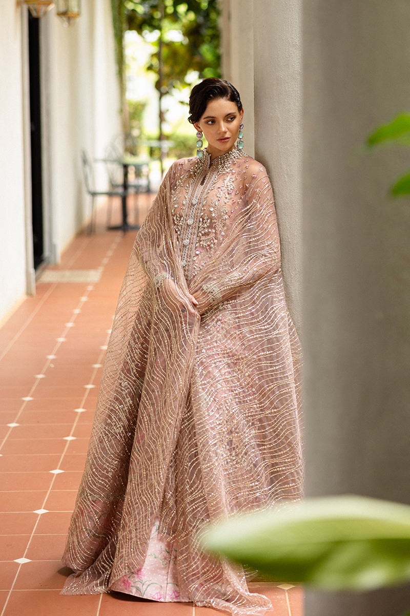 Mushq Inception Embroidered Net Unstitched 3Pc Suit D-01 Before Sunrise