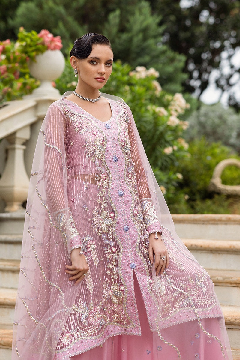 Mushq Inception Embroidered Net Unstitched 3Pc Suit D-05 Pretty in Pink