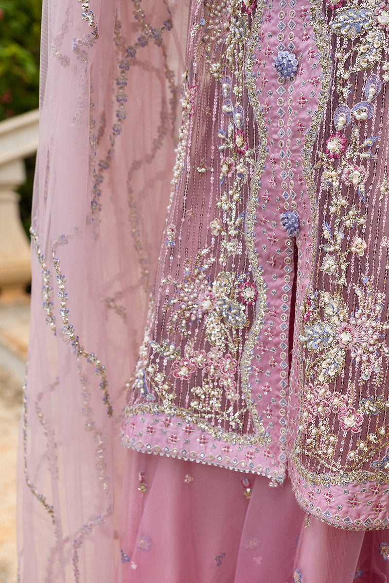 Mushq Inception Embroidered Net Unstitched 3Pc Suit D-05 Pretty in Pink