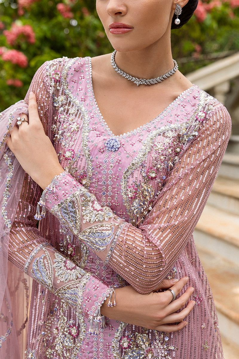Mushq Inception Embroidered Net Unstitched 3Pc Suit D-05 Pretty in Pink
