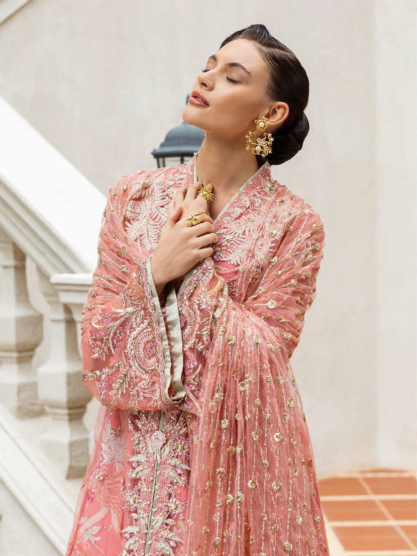 Mushq Inception Embroidered Net Unstitched 3Pc Suit D-06 Wings of Desire