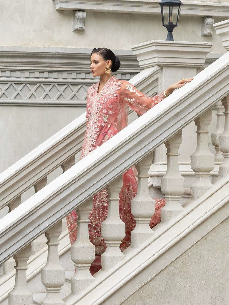Mushq Inception Embroidered Net Unstitched 3Pc Suit D-06 Wings of Desire