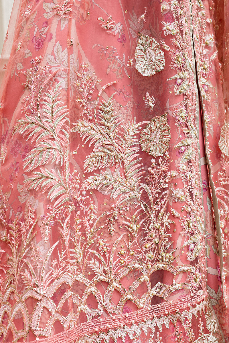 Mushq Inception Embroidered Net Unstitched 3Pc Suit D-06 Wings of Desire