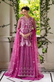 Mushq Inception Embroidered Net Unstitched 3Pc Suit D-07 Sweet November