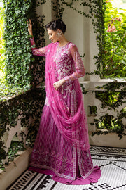 Mushq Inception Embroidered Net Unstitched 3Pc Suit D-07 Sweet November