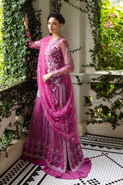 Mushq Inception Embroidered Net Unstitched 3Pc Suit D-07 Sweet November