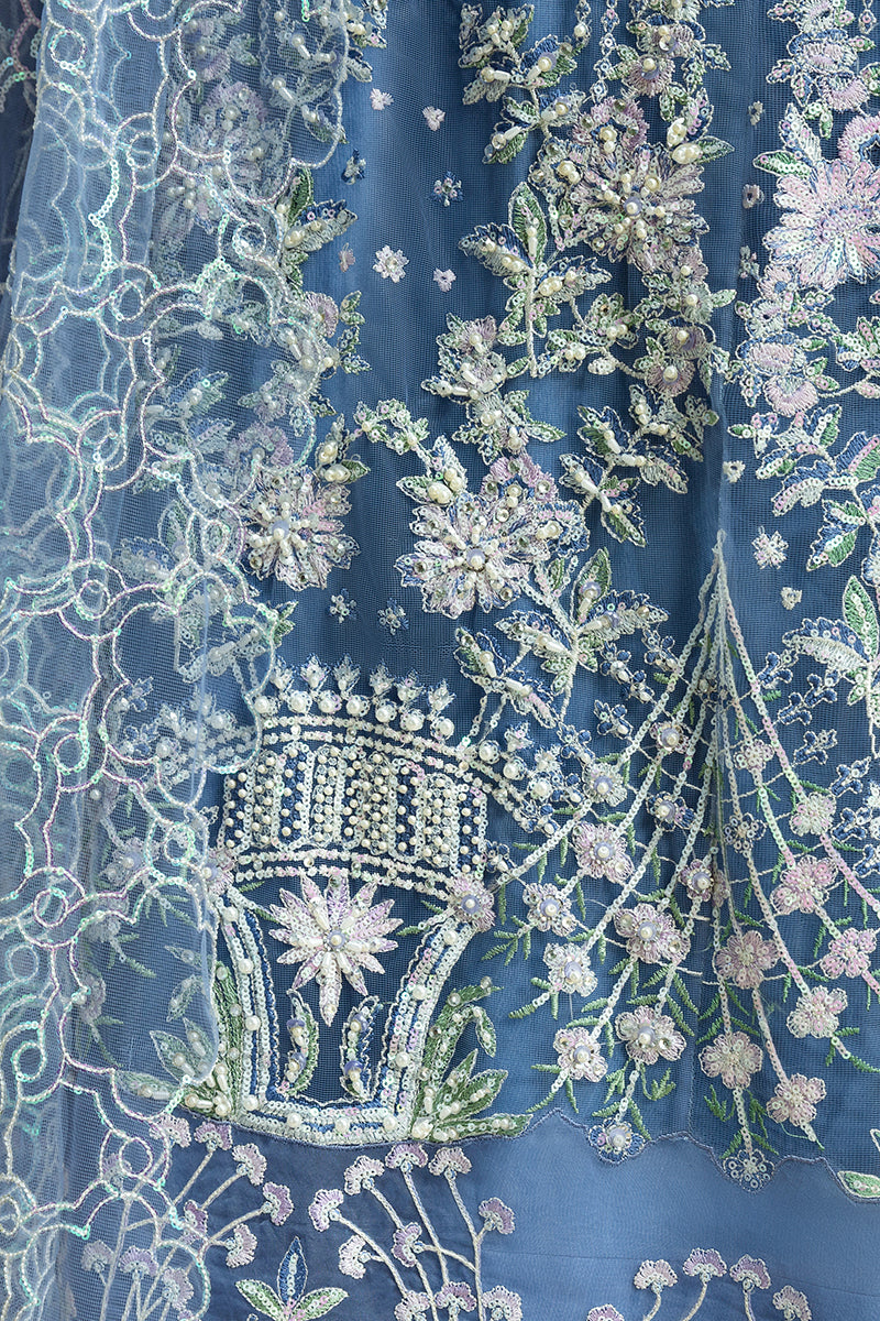 Mushq Inception Embroidered Net Unstitched 3Pc Suit D-08 Before the Rain