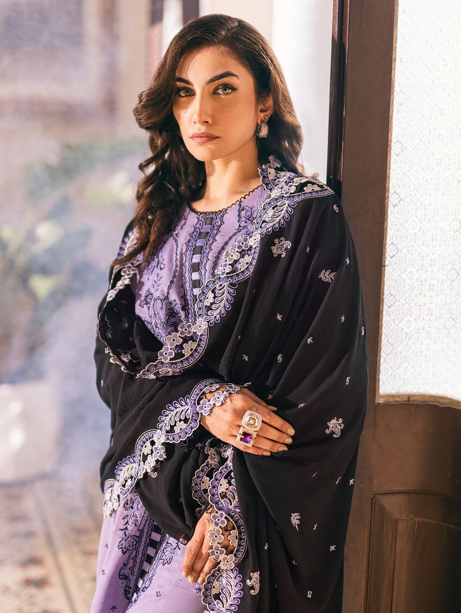 Hemline by Mushq Symphony Unstitched Karandi 3Pc Suit - Glam Attitude
