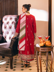 Hemline by Mushq Symphony Unstitched Karandi 3Pc Suit - Velvet Rose