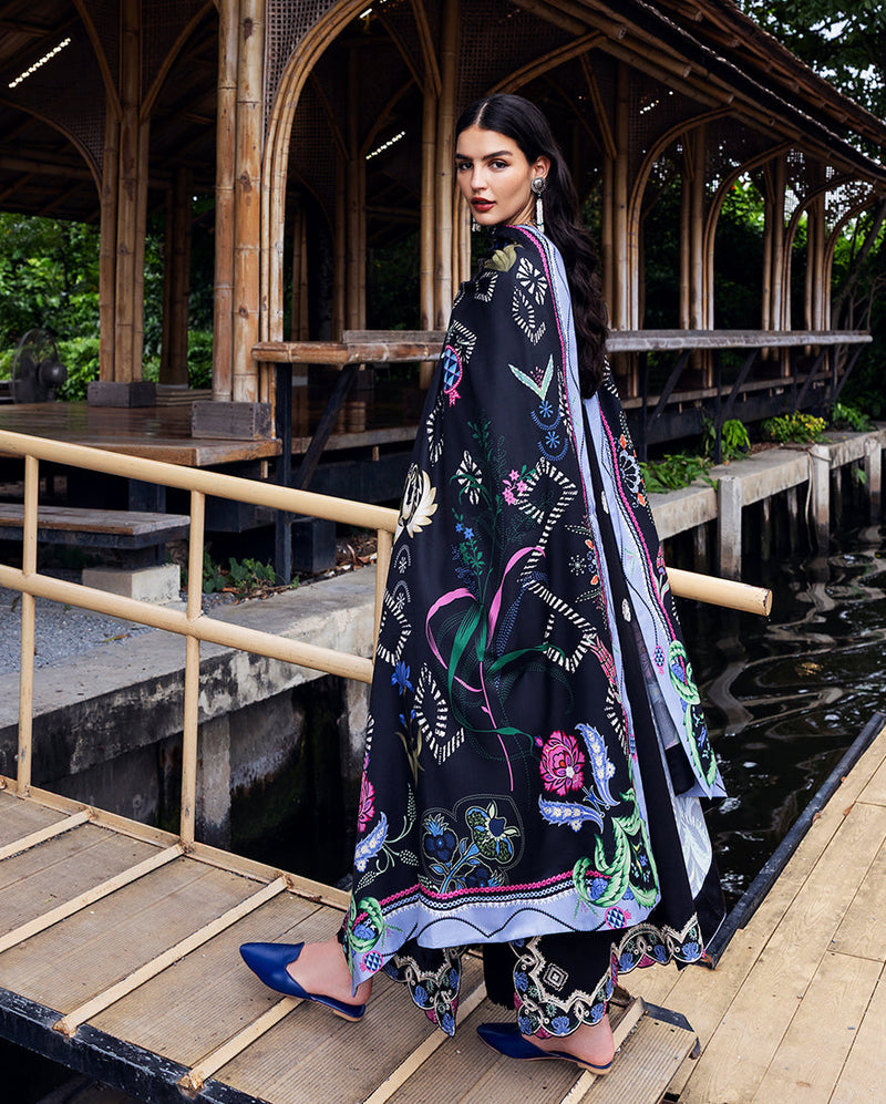 Hemline by Mushq Symphony Unstitched Karandi 3Pc Suit - Midnight Rune