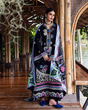Hemline by Mushq Symphony Unstitched Karandi 3Pc Suit - Midnight Rune