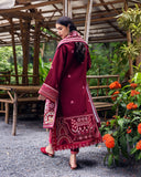 Hemline by Mushq Symphony Unstitched Karandi 3Pc Suit - Emerald Glimmer