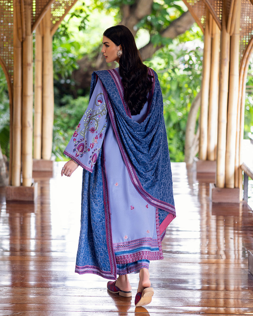 Hemline by Mushq Symphony Unstitched Karandi 3Pc Suit - River Hush