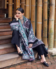 Hemline by Mushq Symphony Unstitched Karandi 3Pc Suit - Silver Mist