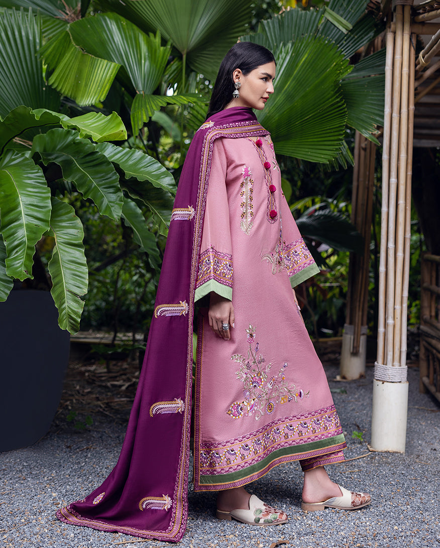 Hemline by Mushq Symphony Unstitched Karandi 3Pc Suit - Opal Gleam