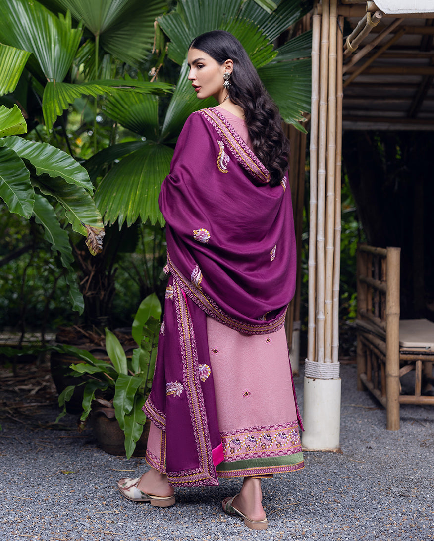 Hemline by Mushq Symphony Unstitched Karandi 3Pc Suit - Opal Gleam