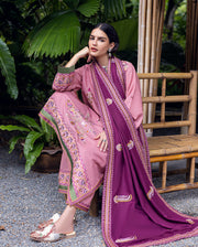 Hemline by Mushq Symphony Unstitched Karandi 3Pc Suit - Opal Gleam
