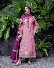 Hemline by Mushq Symphony Unstitched Karandi 3Pc Suit - Opal Gleam