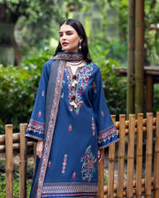 Hemline by Mushq Symphony Unstitched Karandi 3Pc Suit - Granite Song
