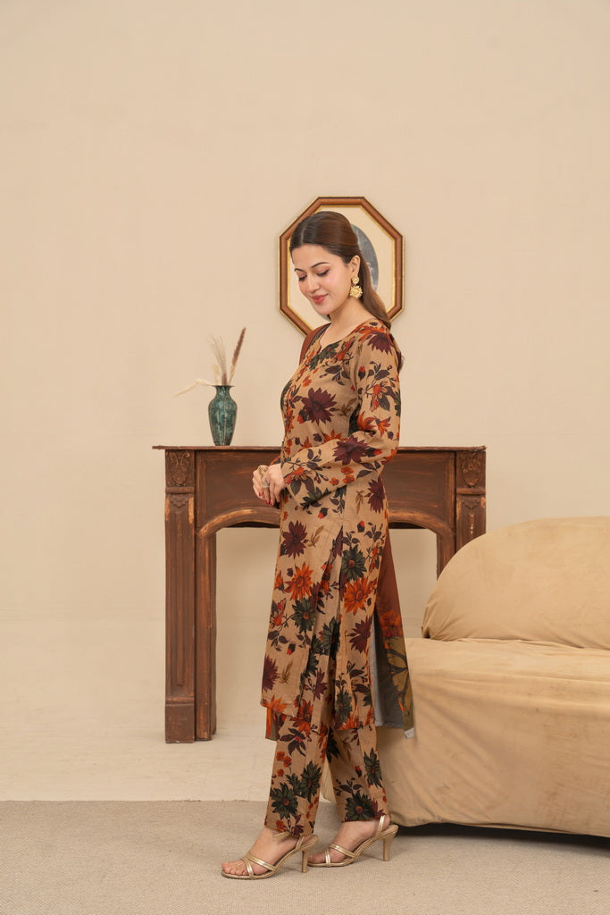 Feathers Digital Printed Dhanak Unstitched 3Pc Suit HUSH-FT643