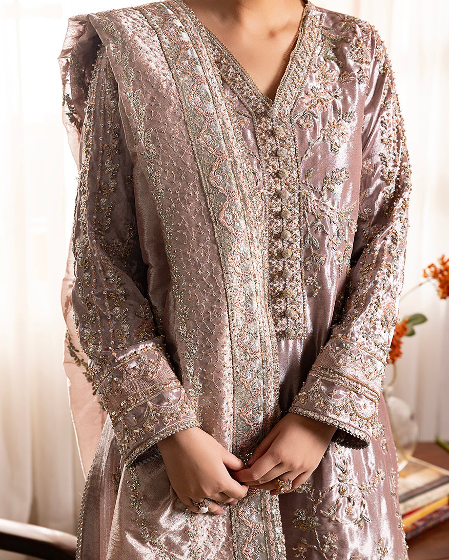 Mushq Sunehri Ramsha Edit Lama Silk Stitched 3Pc Suit - Hamna