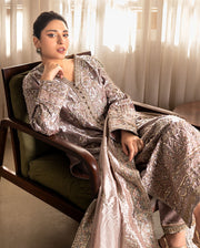 Mushq Sunehri Ramsha Edit Lama Silk Stitched 3Pc Suit - Hamna