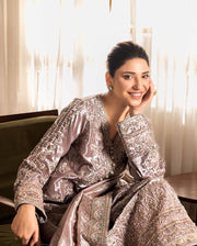 Mushq Sunehri Ramsha Edit Lama Silk Stitched 3Pc Suit - Hamna