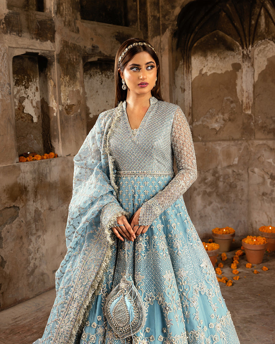 Nira by Faiza Saqlain Embroidered Net Unstitched 3Pc Suit - HANA