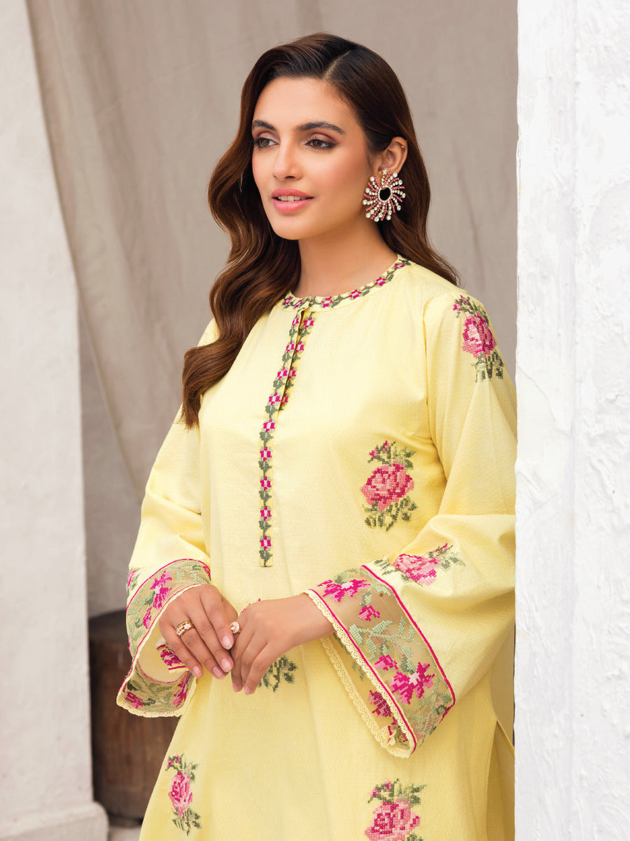 Faiza Faisal Aura Pret Embroidered Dobby Lawn 2Pc Suit - Hana