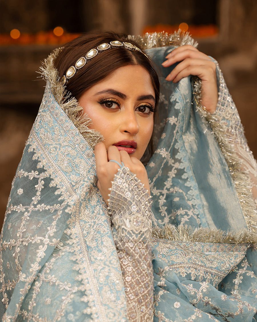 Nira by Faiza Saqlain Embroidered Net Unstitched 3Pc Suit - HANA