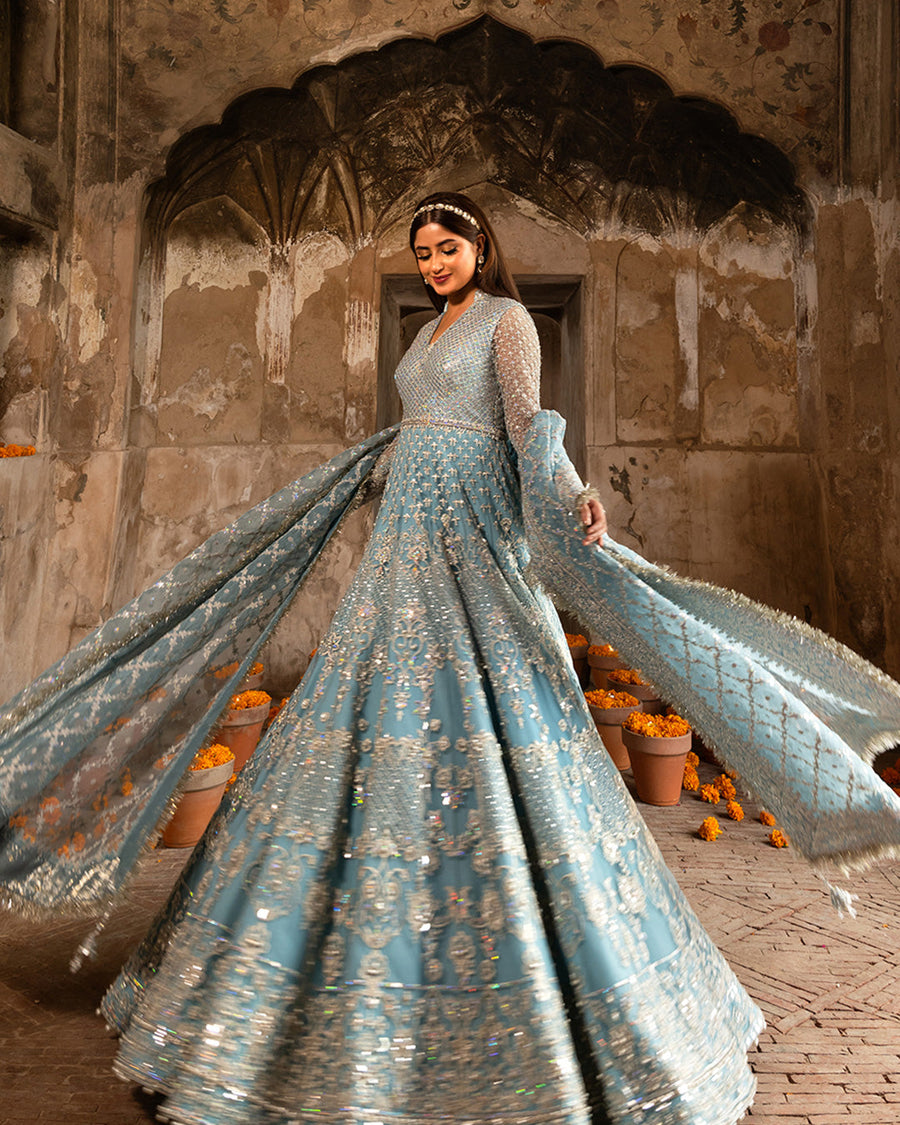 Nira by Faiza Saqlain Embroidered Net Unstitched 3Pc Suit - HANA