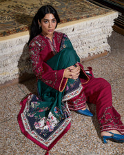 Jugnu Lahore Womenswear Embroidered Karandi Unstitched 3Pc Suit - HASTI