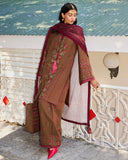 Jugnu Lahore Womenswear Embroidered Khaddar Unstitched 3Pc Suit - Hazel