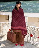 Jugnu Lahore Womenswear Embroidered Khaddar Unstitched 3Pc Suit - Hazel