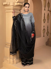 Hemstitch Embroidered Raw Silk Ready to Wear 3Pc Suit - Hazel