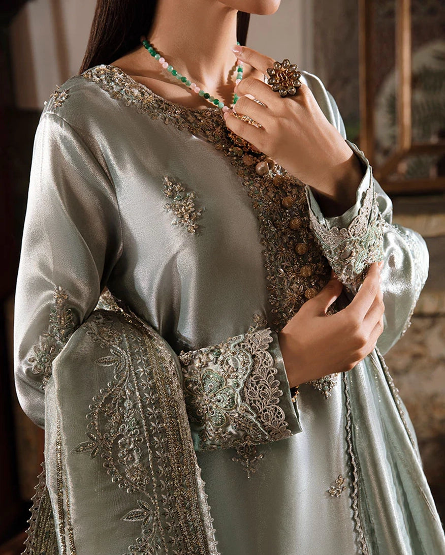 Mushq Sunehri Ramsha Edit Zari Silk Stitched 3Pc Suit - Heer
