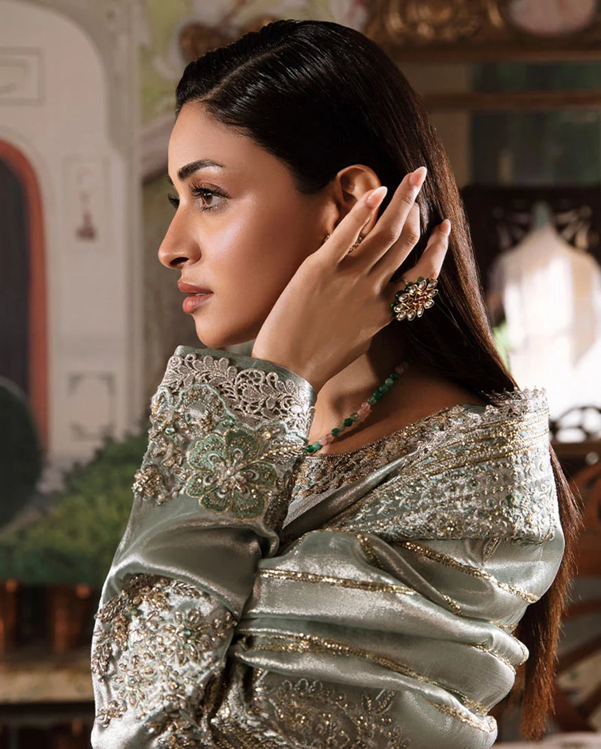 Mushq Sunehri Ramsha Edit Zari Silk Stitched 3Pc Suit - Heer