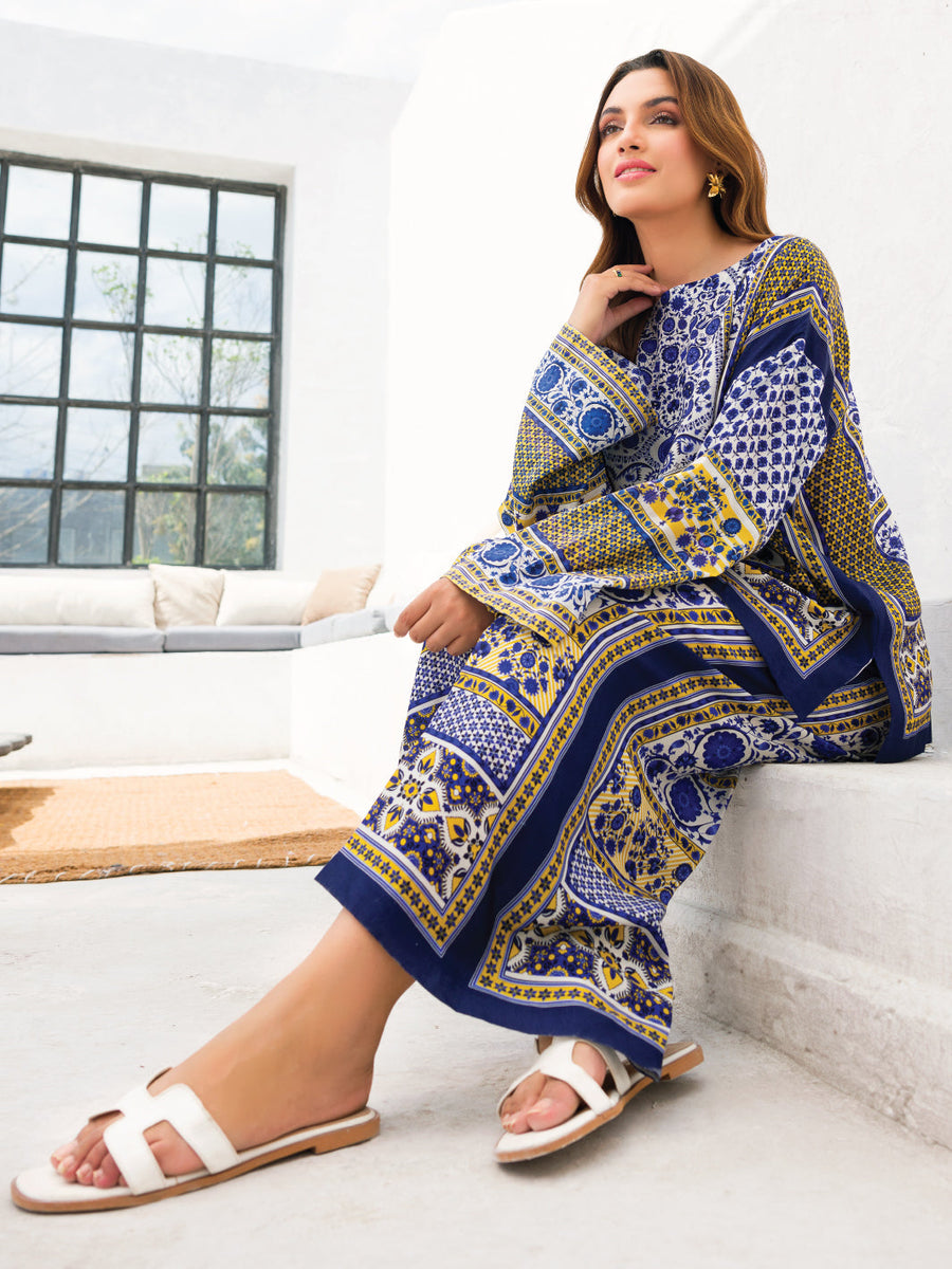 Faiza Faisal Aura Pret Printed Thai Silk 2Pc Suit - Helmi