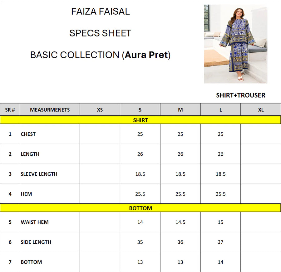 Faiza Faisal Aura Pret Printed Thai Silk 2Pc Suit - Helmi