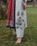 Jugnu Lahore Womenswear Embroidered Khaddar Unstitched 3Pc Suit - HERAN